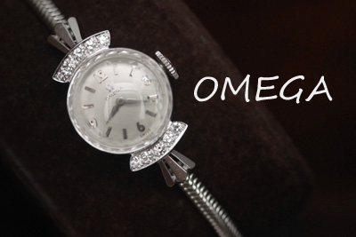 アンティーク　オメガ　OMEGA　ダイヤモンド　14金　レディース