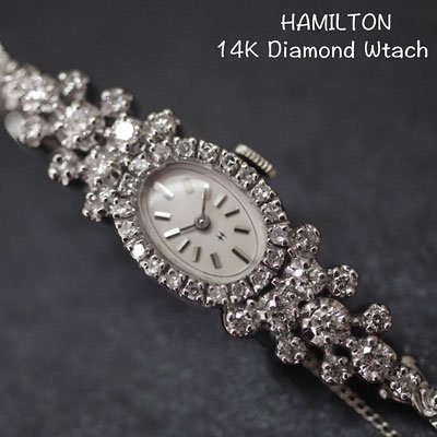 AMILTON　ハミルトン　大粒ダイヤモンド　14金ケース＆ブレス　アンティーク機械式時計　*3358hamilton 
