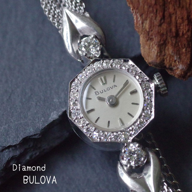 BULOVA　ブローバ　14金ケース＆大粒ダイヤモンド　オクタゴン　八角形　レディース　機械式時計
3380bulova