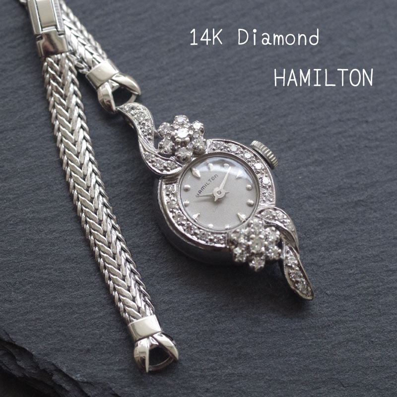 HAMILTON ハミルトン　14金ケース＆ダイヤモンド　機械式アンティーク