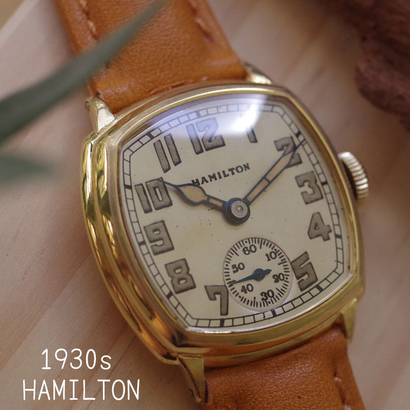 HAMILTON ハミルトン　1930s クッションケース　スモールセコンド　アンティーク機械式時計*3458hamilton