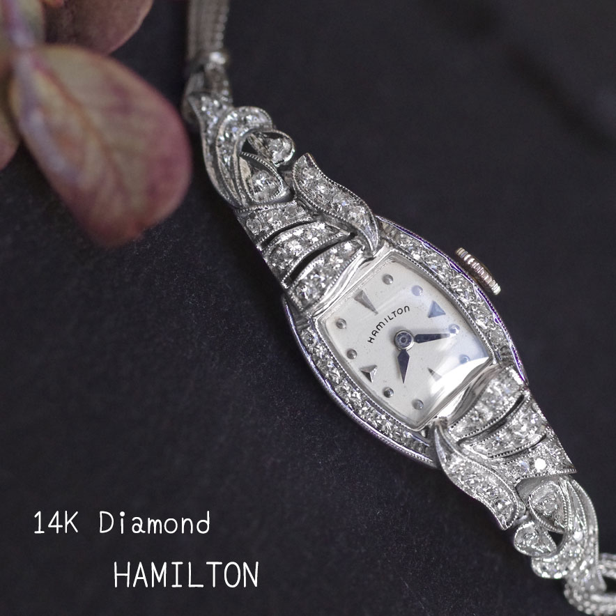 HAMILTON ハミルトン　14金ケース＆ダイヤモンド　アンティーク機械式時計*3469hamilton