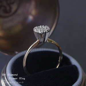 【2024年9月26日　金曜日入荷】10金イエロー＆ホワイトゴールド　ダイヤモンドフラワーリング